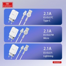 Блок питание USB (сеть) Earldom ES-EU27 2100mAh с кабелем для iPhone, белый