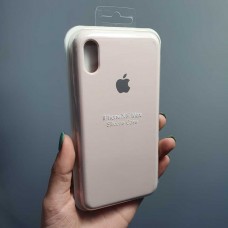 Накладка силиконовая под оригинал "с логотипом" для iPhone XS Max в упаковке, молочный