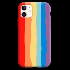 Накладка силиконовая под оригинал радужный градиент для iPhone 12 Pro Max (6.7), цветной (1)