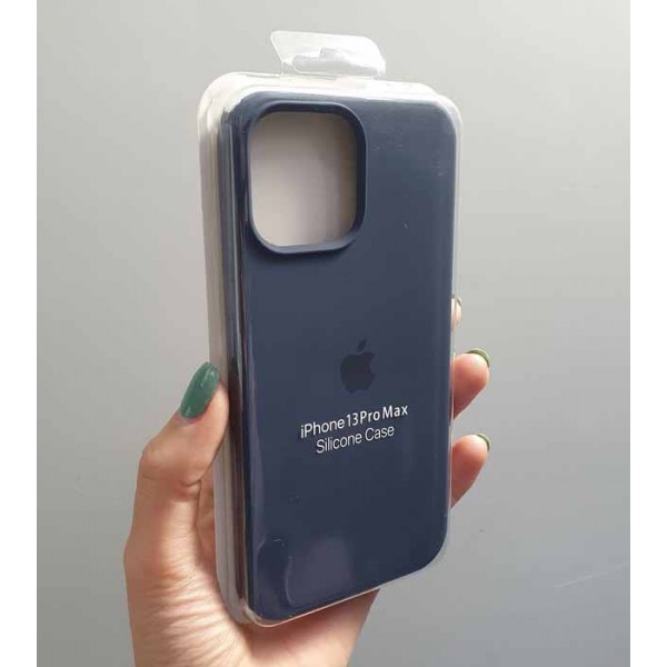 Купить Накладка силиконовая под оригинал "с логотипом" закрытая для iPhone 13 Pro, темно-синий - 00-00043812 оптом