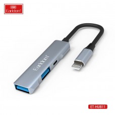 USB HUB-Lightning Earldom ET-HUB11, 2USB+вход Lightning , серебро
