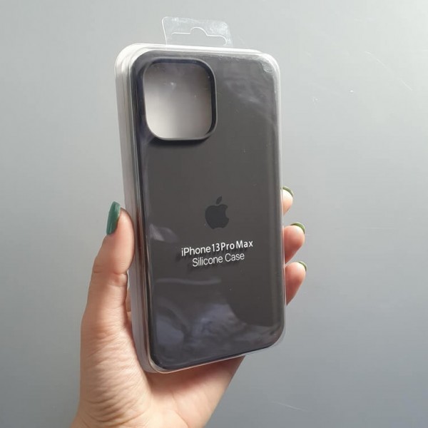 Купить Накладка силиконовая под оригинал "с логотипом" закрытая для iPhone 13 Pro Max, графитный - 00-00044698 оптом