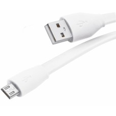 USB кабель для micro , металл плоский 2100mAh, белый, в коробке