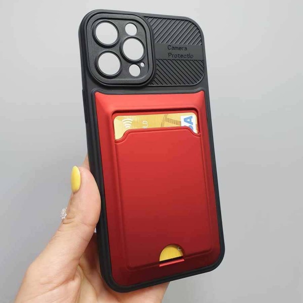 Купить Накладка силиконовая с визитницей и защитой камеры для iPhone XR, красный - 00-00049907 оптом