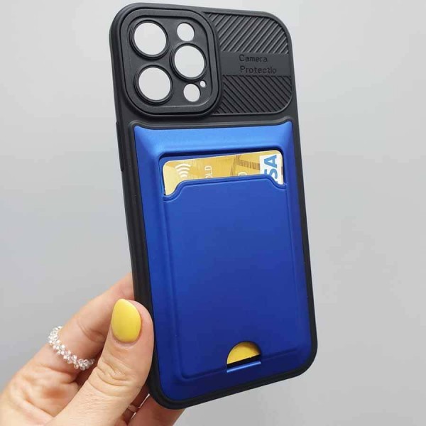 Купить Накладка силиконовая с визитницей и защитой камеры для iPhone XR, сапфировый - 00-00049941 оптом