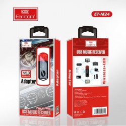 Ресивер Bluetooth для музыки Earldom ET-M24, (USB, микрофон), черный