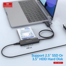 Переходник (кабель) Earldom ET-W37 2в1 USB-C/USB - SATA+3 порта USB3.0, для подключения HDD / SSD,карбон