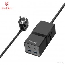 Удлинитель Earldom ES-SC22 EU, 1 розетка универсал +2USB+2Type C PD