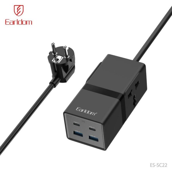 Купить Удлинитель Earldom ES-SC22 EU, 1 розетка универсал +2USB+2Type C PD - 00-00058631 оптом
