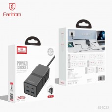 Удлинитель Earldom ES-SC22 EU, 1 розетка универсал +2USB+2Type C PD