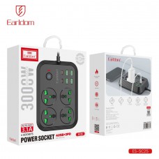 Удлинитель Earldom ES-SC25 EU, 4 розетки+4USB+2Type C PD,3.1A (3000W)