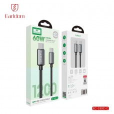 USB кабель Earldom EC-199 C-C Type C - Type C, 60W,нейлон,(длина 1,2 метр) черный