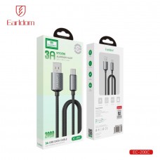 USB кабель Earldom EC-200 C-C Type C - Type C, 60W,нейлон,(длина 2 метра) черный