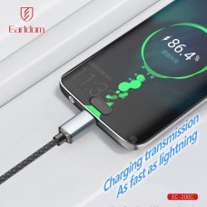 USB кабель Earldom EC-200 C-C Type C - Type C, 60W,нейлон,(длина 2 метра) черный