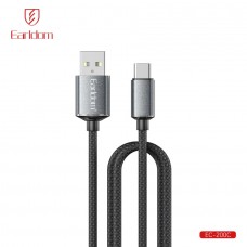 USB кабель Earldom EC-200C для Type C, 3A,нейлон,(длина 2 метра) черный