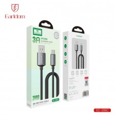 USB кабель Earldom EC-200C для Type C, 3A,нейлон,(длина 2 метра) черный