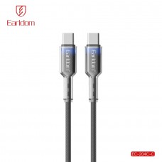 USB кабель Earldom EC-204 C-C Type C - Type C, 60W,нейлон,(длина 1,2 метр), прозрачно-черный