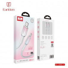 USB кабель Earldom EC-204 C-C Type C - Type C, 60W,нейлон,(длина 1,2 метр), прозрачно-белый