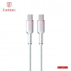 USB кабель Earldom EC-204 C-C Type C - Type C, 60W,нейлон,(длина 1,2 метр), прозрачно-белый