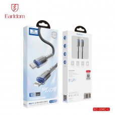 USB кабель Earldom EC-204 C-I Type C - iPhone, 27W,нейлон,(длина 1,2 метр), прозрачно-черный