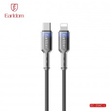 USB кабель Earldom EC-204 C-I Type C - iPhone, 27W,нейлон,(длина 1,2 метр), прозрачно-черный