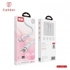 USB кабель Earldom EC-204 C-I Type C - iPhone, 27W,нейлон,(длина 1,2 метр), прозрачно-белый